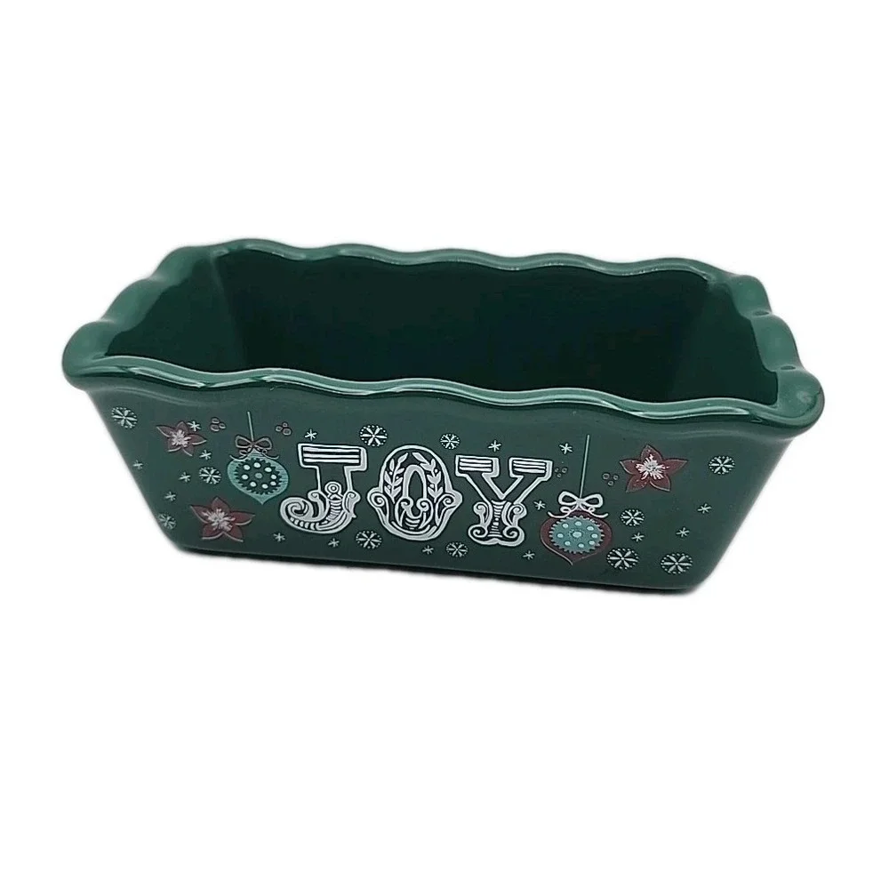Nantucket Mimi Loaf Holiday Ceramic Pan JOY Christmas Ornament Oven Safe Small